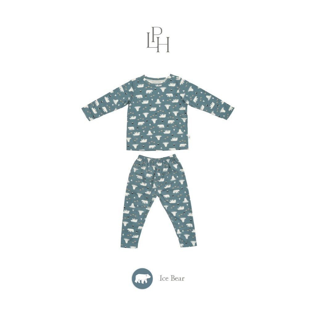 Little Palmerhaus - Little Wear Shoulder Button Long Set (Setelan Anak Lengan Panjang) 34.0