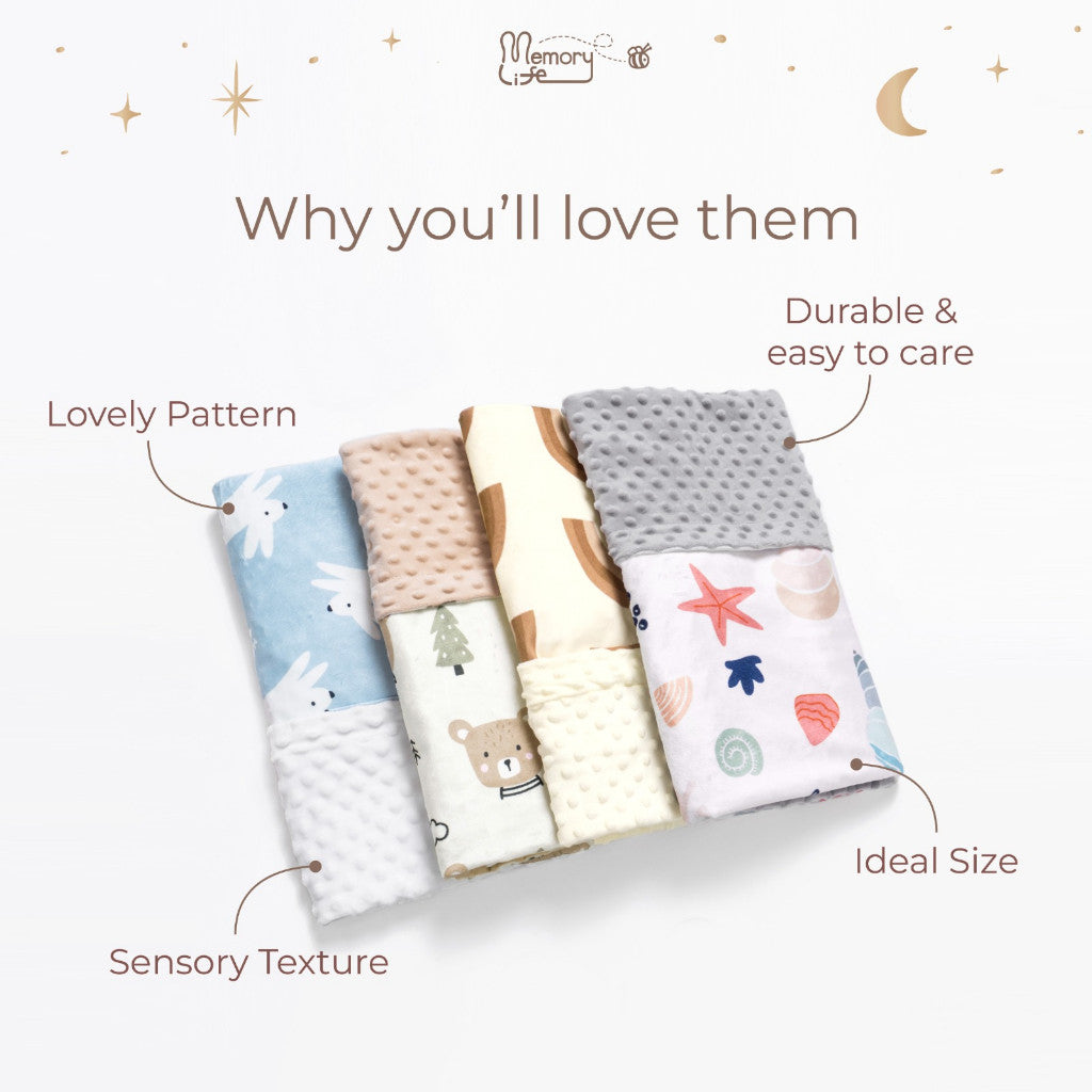 Memorylife Essentials - Kokoru Minky Blanket | Selimut Bayi Premium Minky Dotted Blanket