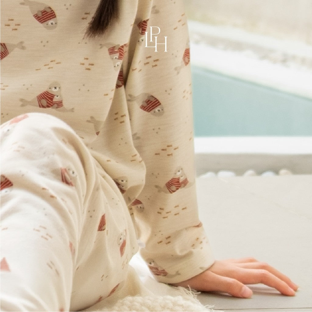 Little Palmerhaus - Little Wear Shoulder Button Long Set (Setelan Anak Lengan Panjang) 34.0