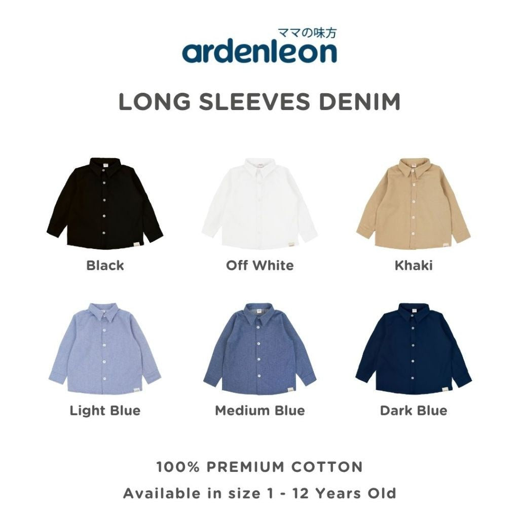ARDENLEON Atasan Kemeja Anak Panjang Denim Long Sleeves Shirt