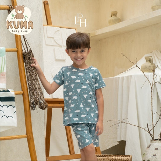 Little Palmerhaus - Little Wear Shoulder Button Short Set (Setelan Anak Lengan Pendek) 34.0