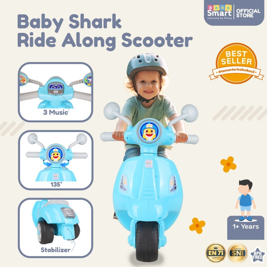 Scooter Anak Bisa Dinaiki | BEBE SMART Ride Along Scooter Baby Shark | Vespa Mainan Anak Ride On