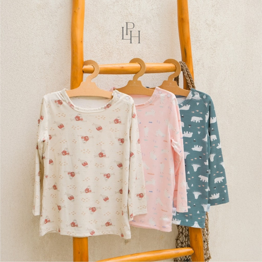 Little Palmerhaus - Little Wear Shoulder Button Long Set (Setelan Anak Lengan Panjang) 34.0