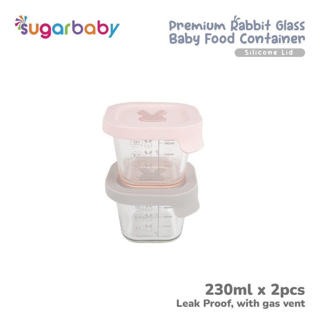 SugarBaby Premium Glass Jar Baby Food Container 3 pcs BPA FREE / Peralatan Makan Bayi MPASI / Wadah Mangkok Bayi Silicone Lid & Plastic Lid