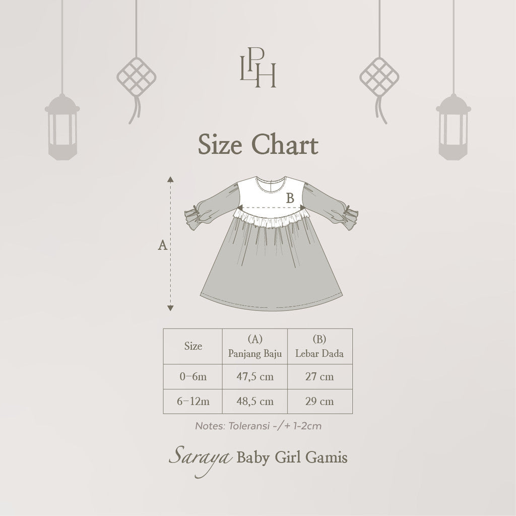 Little Palmerhaus - Baju Lebaran 2026 - Saraya Baby Girl Gamis (Baju Gamis Bayi Usia 0-12 Bulan)