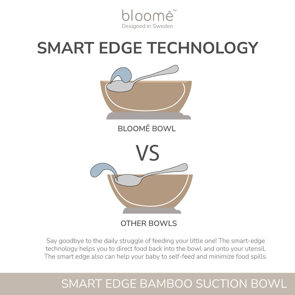 BLOOME – Smart Edge Bamboo Suction Bowl For Baby Toddler And Kids | Mangkok Makan Bambu Bayi Premium