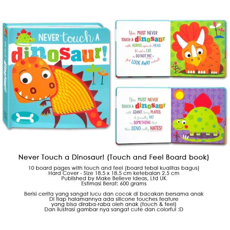 Buku Anak Never Touch Sensory touchy feely books with adorable silicon/rubber textures (HA)