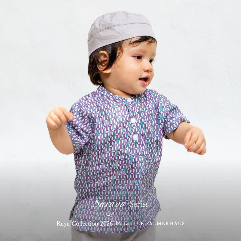 Little Palmerhaus - Baju Lebaran 2026 - Saraya Baby Koko Set + Peci (Setelan Baju Koko Bayi Usia 0-12 Bulan)