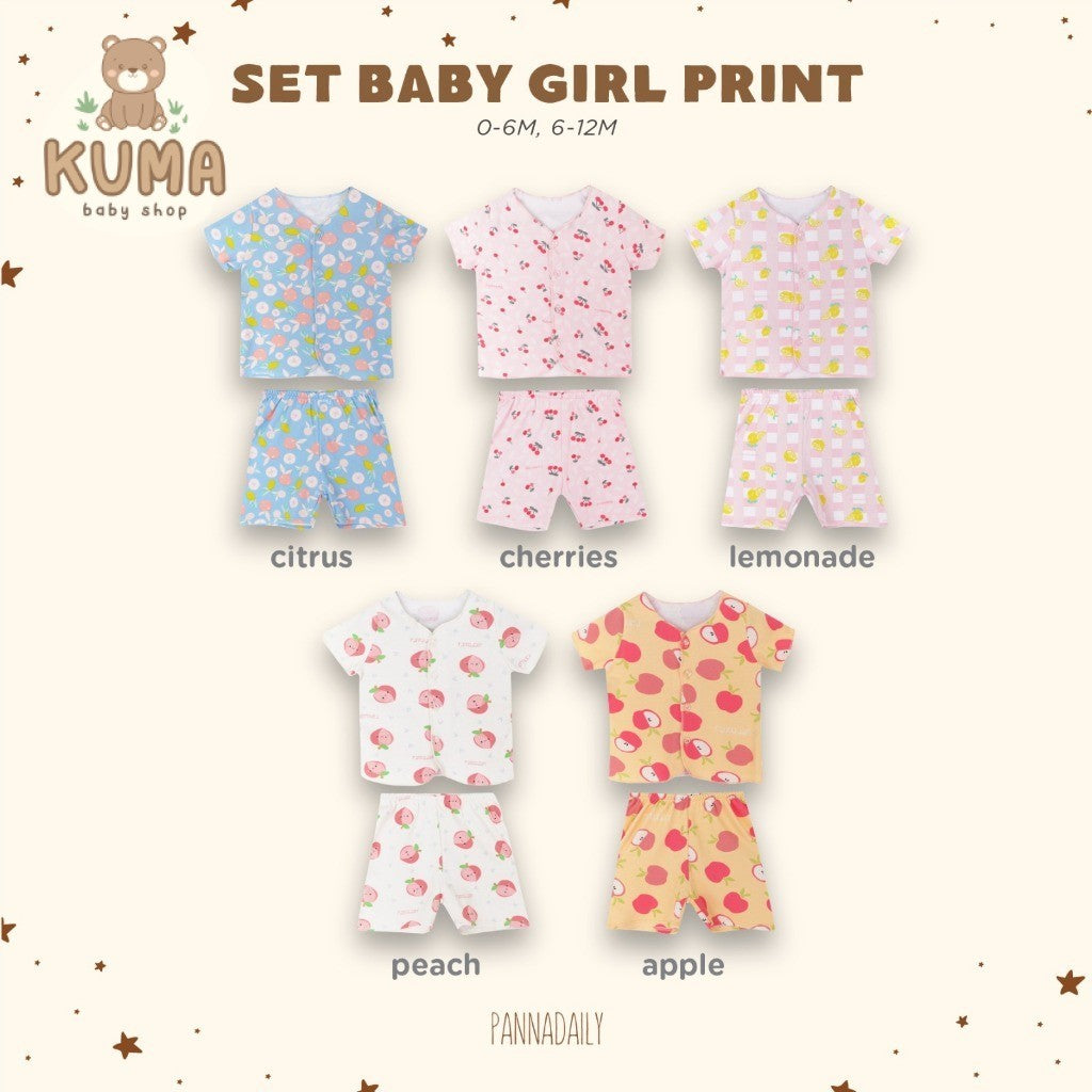 BOHOPANNA - PANNADAILY - SET BABY GIRL PRINT - SETELAN BAJU TIDUR ANAK 5551