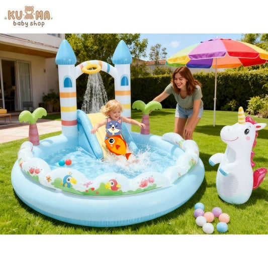 Intex 56148 | Unicorn Castle Play Center intex 56148 |Kolam Tiup Anak tema Unicorn |playcentre intex