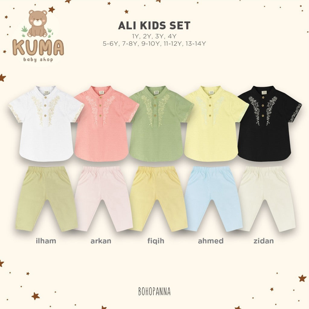 BOHOPANNA - RAYA COLLECTION - ALI KIDS SET - Baju Koko Anak - Baju Muslim