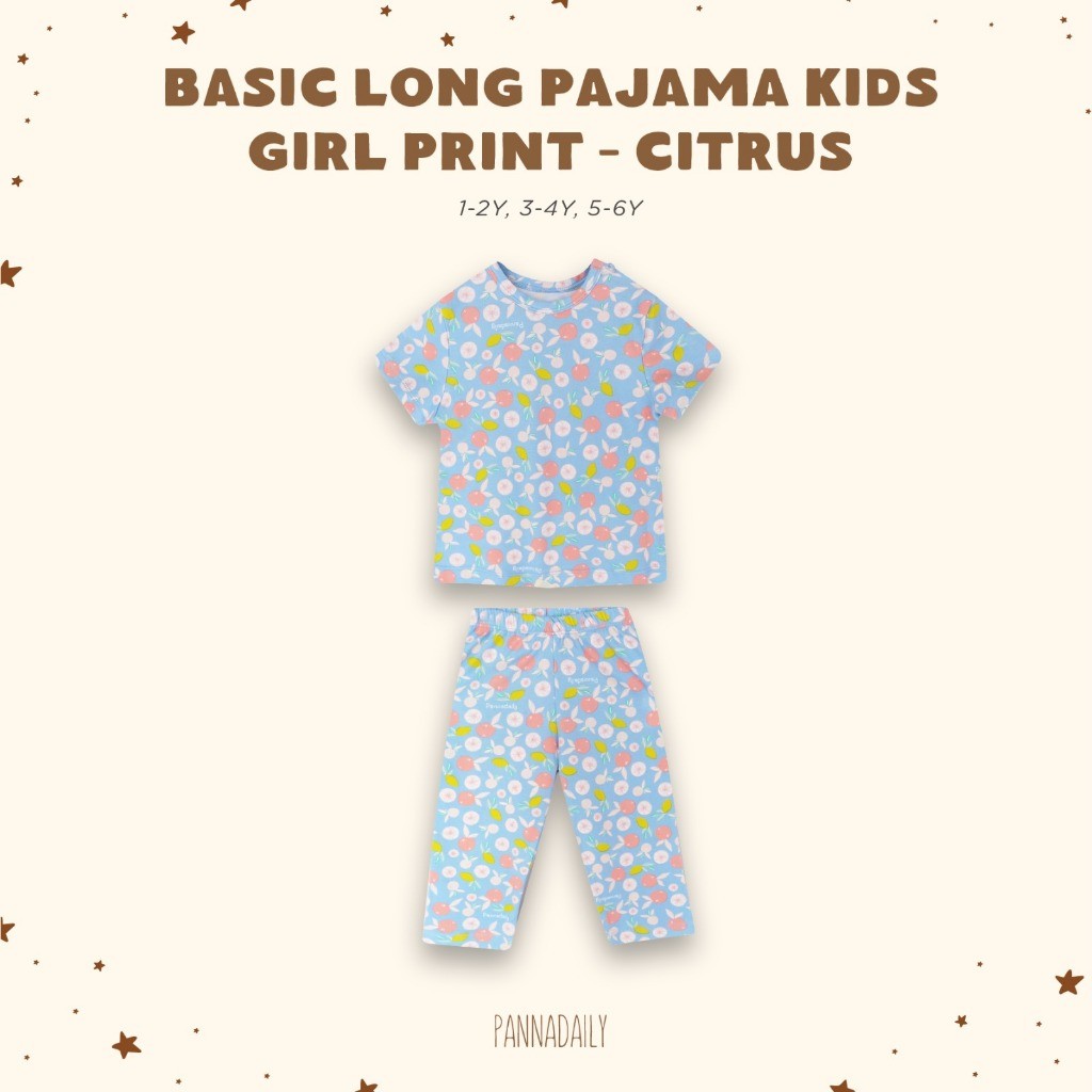 BOHOPANNA - PANNADAILY - BASIC LONG SET KIDS GIRL PRINT - BAJU TIDUR ANAK 5551
