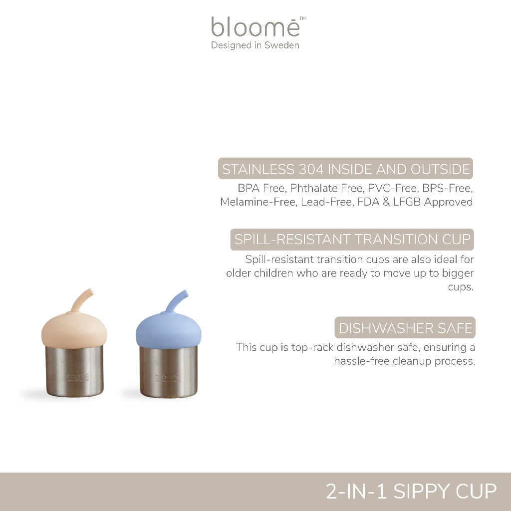BLOOME – 2in1 Stainless Steel Sippy Cup For Baby Toddler And Kids | Gelas Minum Sedotan Bayi Premium