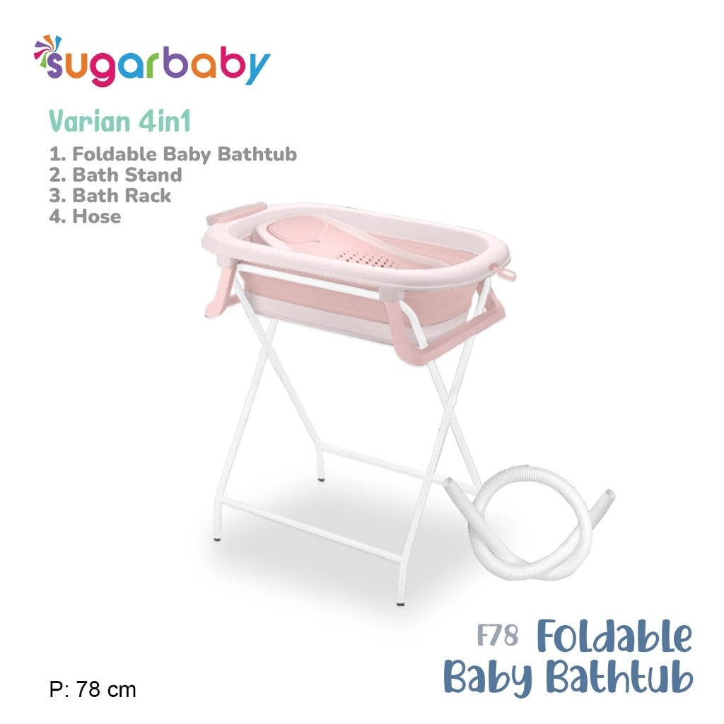 Sugar baby Foldable & standing Baby Bathtub with Digital Thermometer F78 8in1 / Sugar Baby Bathtub/Bak Mandi lipat Anak/Bak Mandi Bayi/Perlengkapan Mandi Anak