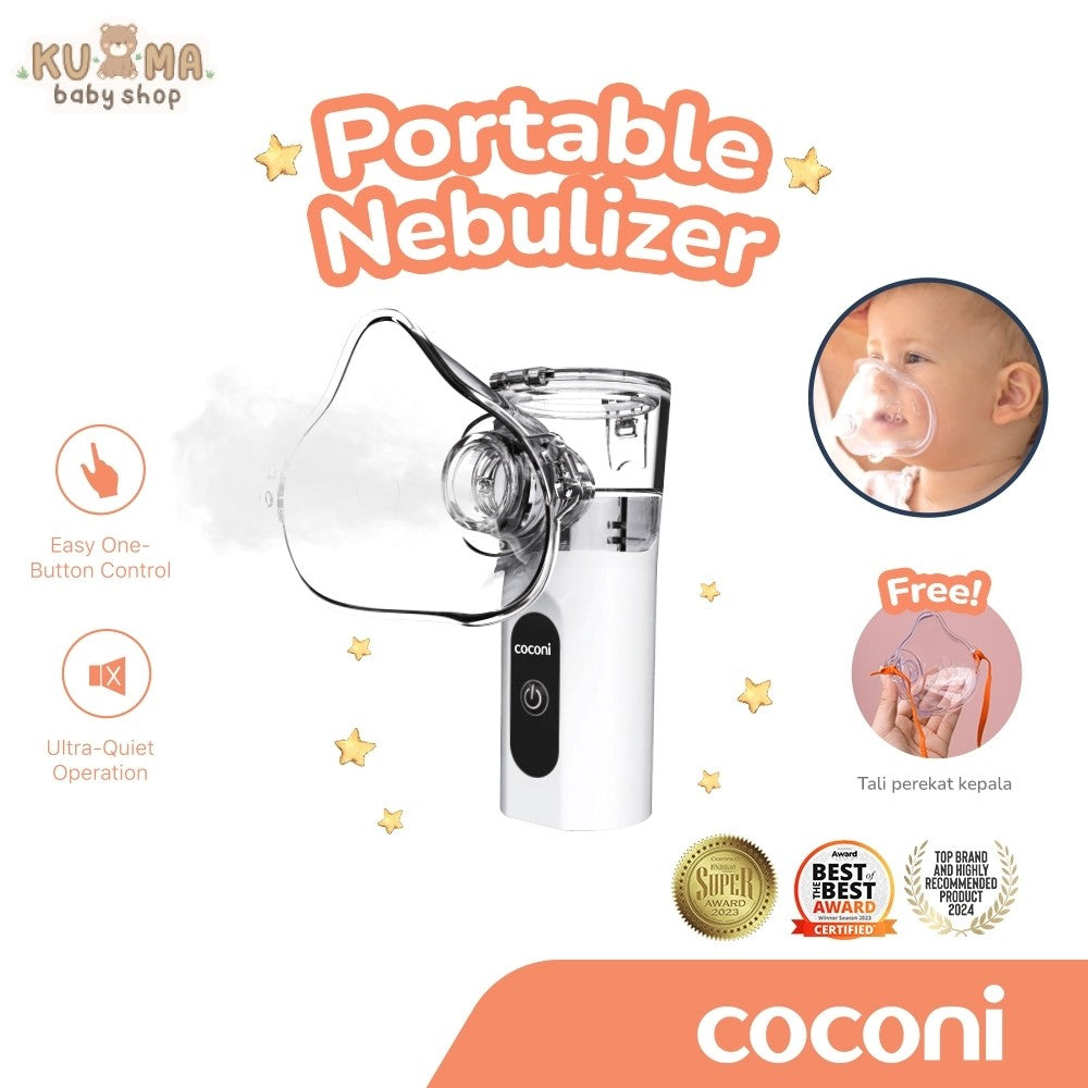 Coconi Portable Nebulizer – Alat Uap Bayi & Dewasa | Bisa USB & Baterai | Super Hening