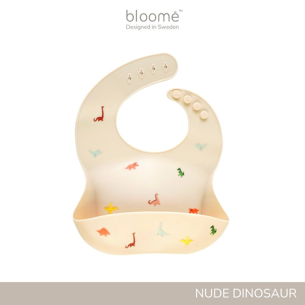 BLOOME – Printed Silicone Feeding Bib For Baby Toddler And Kids | Slaber Celemek Silikon Makan Mpasi Bayi Waterproof Premium