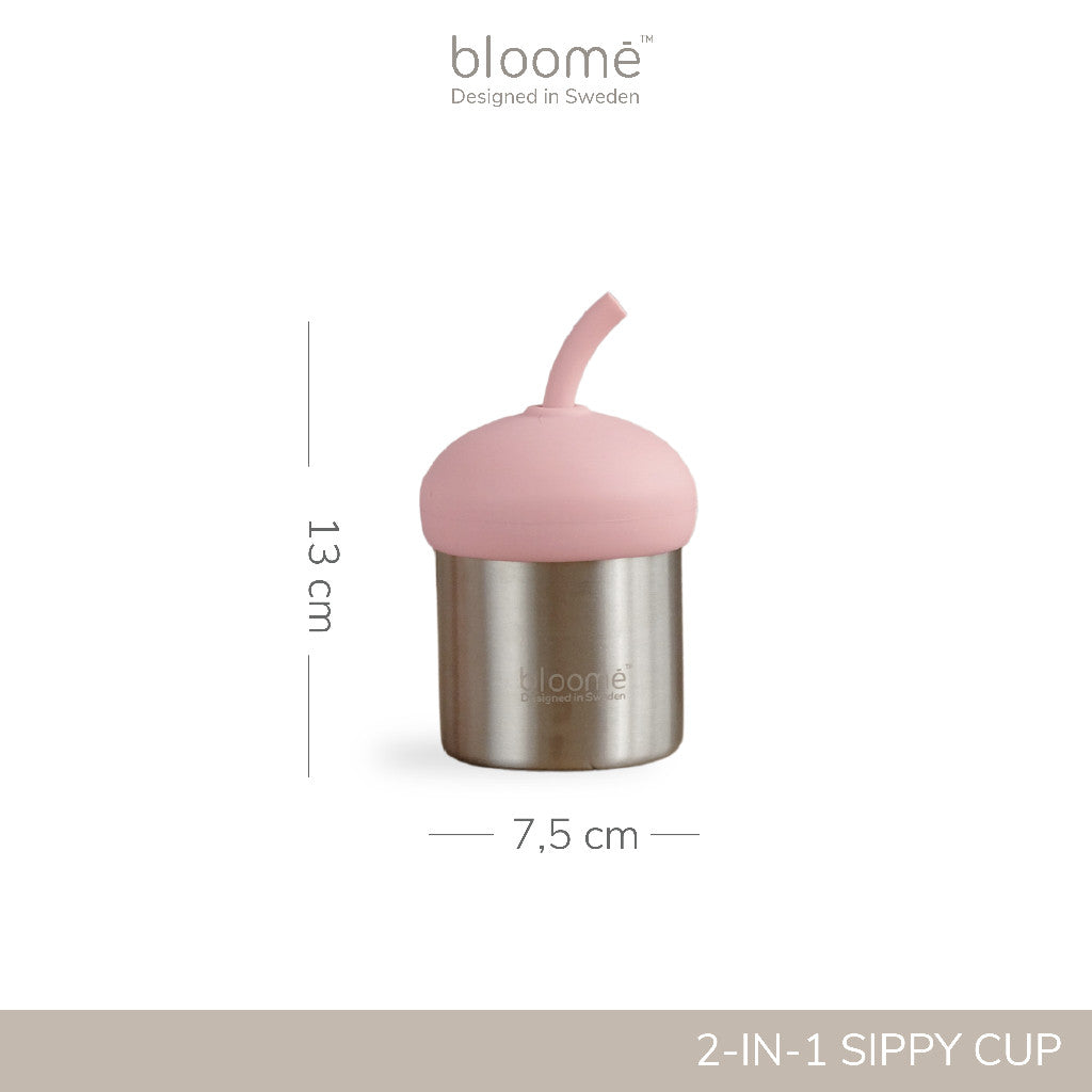 BLOOME – 2in1 Stainless Steel Sippy Cup For Baby Toddler And Kids | Gelas Minum Sedotan Bayi Premium