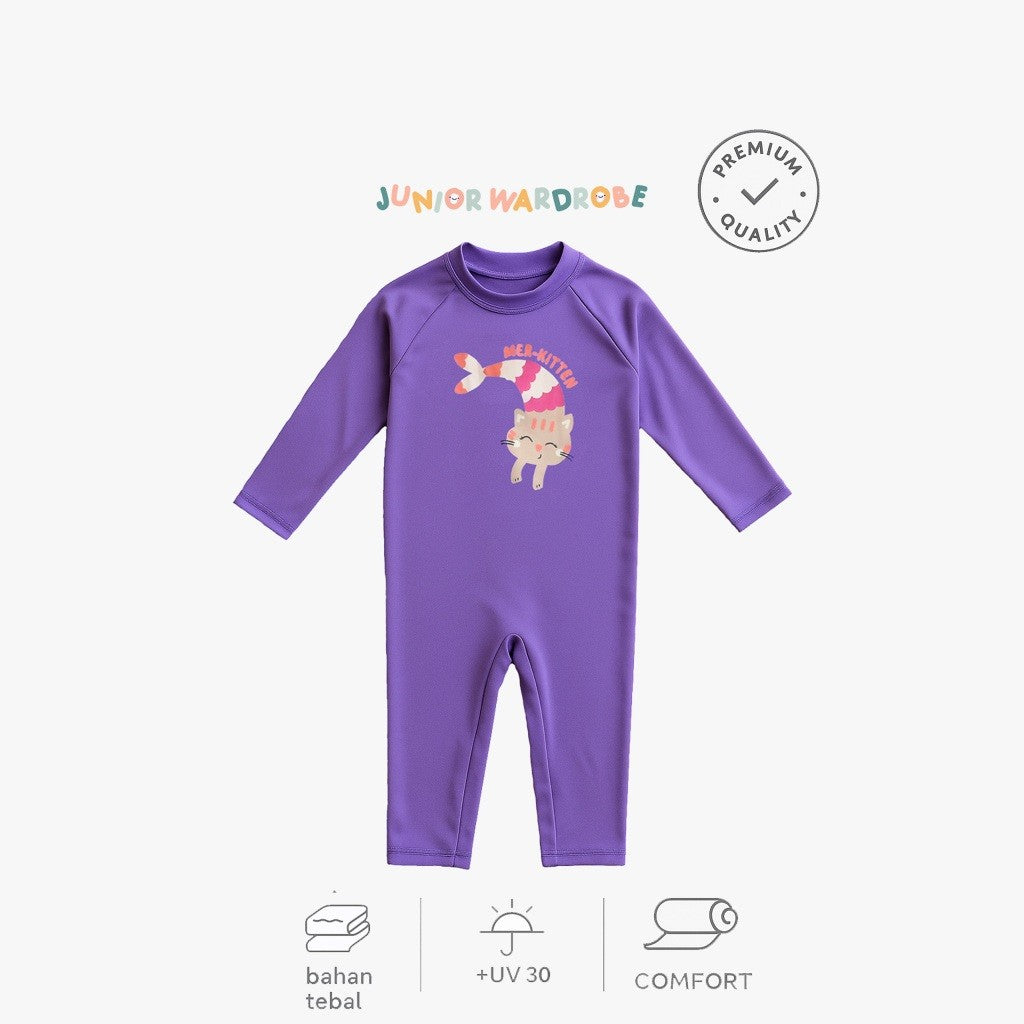 Junior 2-12T Soleil Girl Anti UV Lycra Baju Renang Anak Perempuan Diving Panjang Tebal
