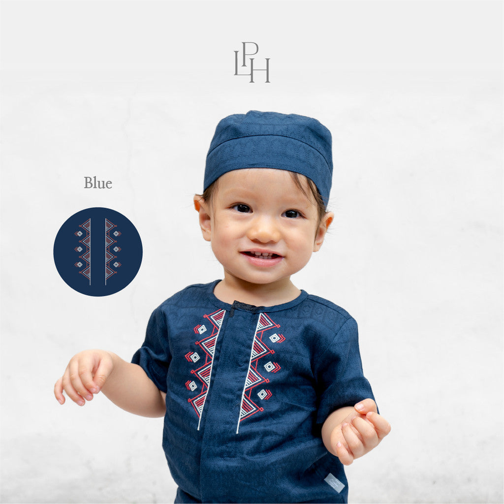 Little Palmerhaus - Baju Lebaran 2026 - Rihla Baby Boy Set + Peci (Setelan Baju Koko Bayi Laki-laki dan Peci)