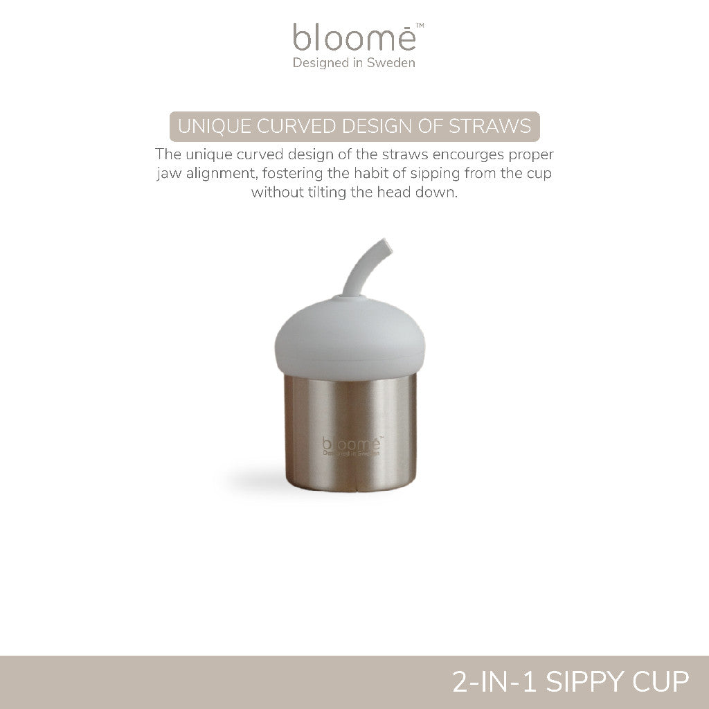 BLOOME – 2in1 Stainless Steel Sippy Cup For Baby Toddler And Kids | Gelas Minum Sedotan Bayi Premium