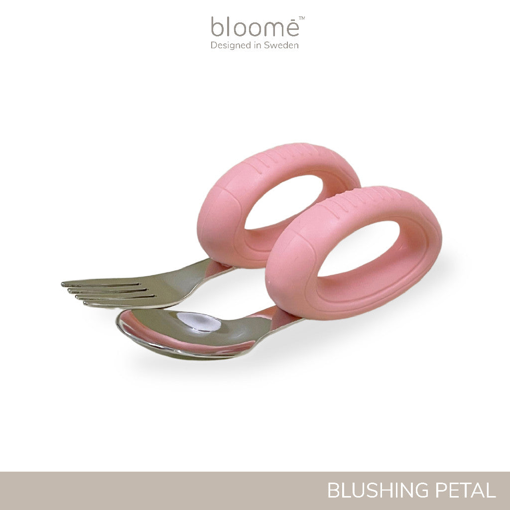 BLOOME – Loop Training Utensils - Stage 2 2 Piece Cutlery Set For Baby Free Case | Sendok Garpu Bayi Anak Blw Gratis Kotak Premium Mpasi