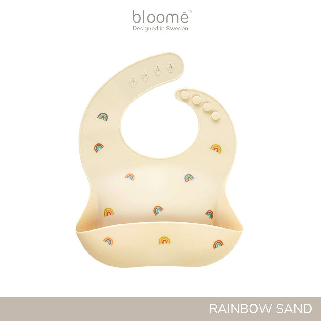BLOOME – Printed Silicone Feeding Bib For Baby Toddler And Kids | Slaber Celemek Silikon Makan Mpasi Bayi Waterproof Premium