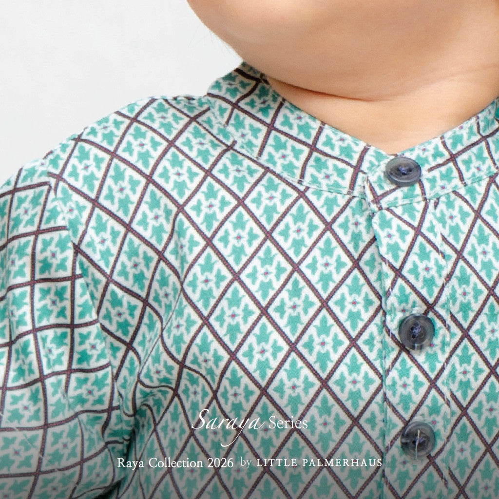 Little Palmerhaus - Baju Lebaran 2026 - Saraya Baby Koko Set + Peci (Setelan Baju Koko Bayi Usia 0-12 Bulan)