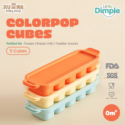 Little Dimple Colorpop 5 Cubes - Wadah Cetakan Mpasi Beku