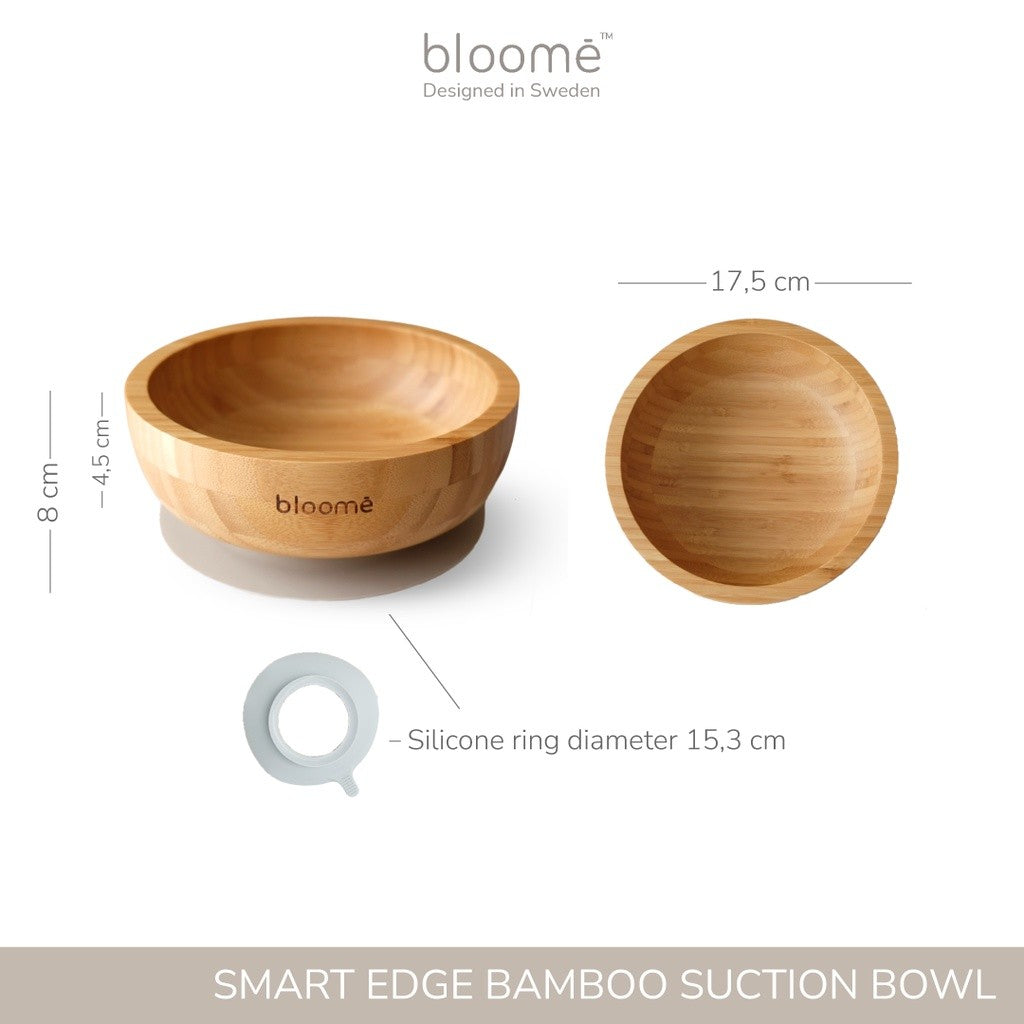 BLOOME – Smart Edge Bamboo Suction Bowl For Baby Toddler And Kids | Mangkok Makan Bambu Bayi Premium