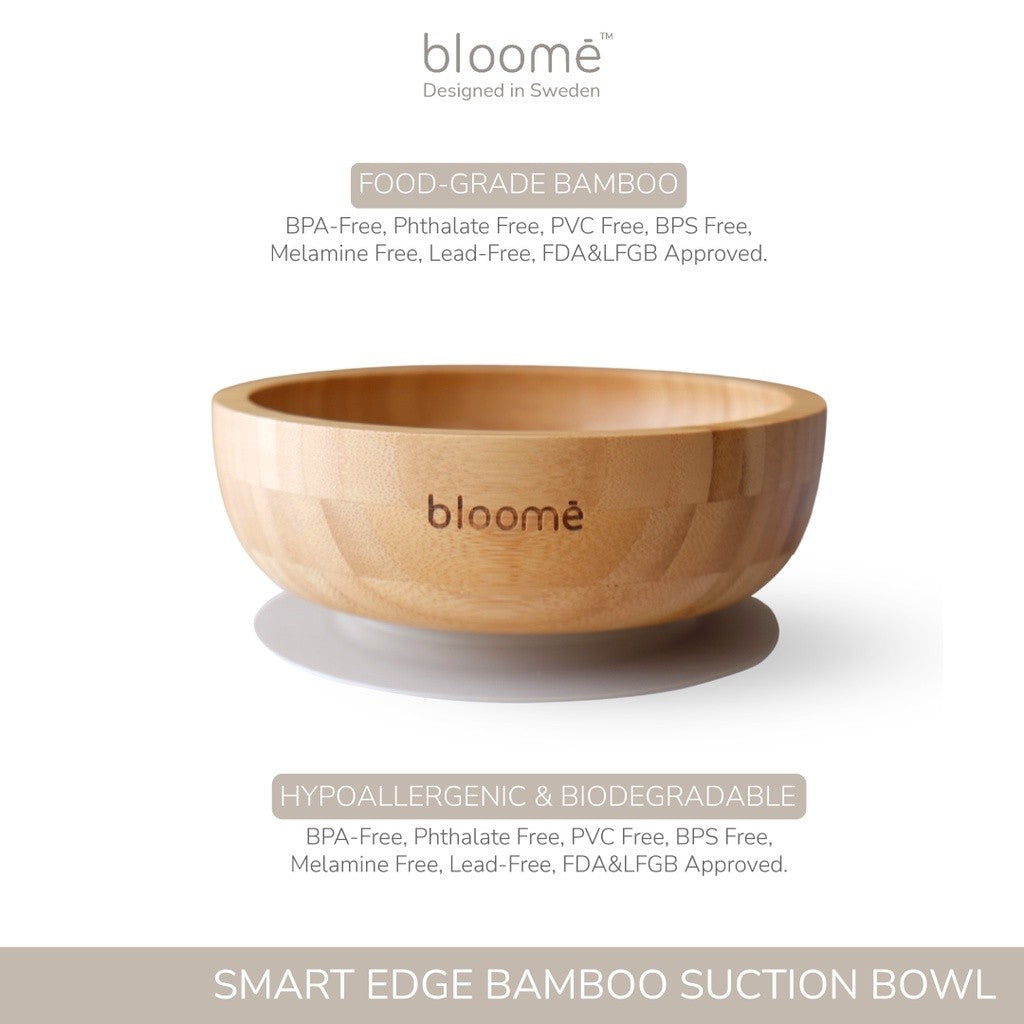 BLOOME – Smart Edge Bamboo Suction Bowl For Baby Toddler And Kids | Mangkok Makan Bambu Bayi Premium