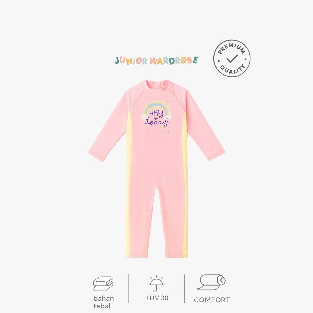 Junior 2-12T Soleil Girl Anti UV Lycra Baju Renang Anak Perempuan Diving Panjang Tebal