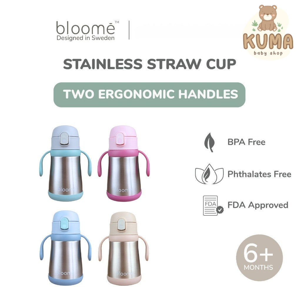 BLOOME – Stainless Steel Straw Cup Baby | Premium 316 Thermos Insulated Botol Minum Anak Bayi Tahan Panas Dingin Sedotan Tumbler