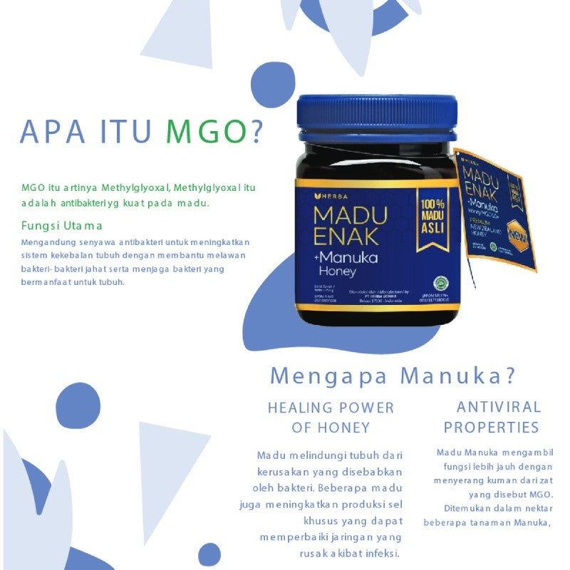 Madu Enak Manuka MGO 50+ 250gr dari sari bunga Manuka
