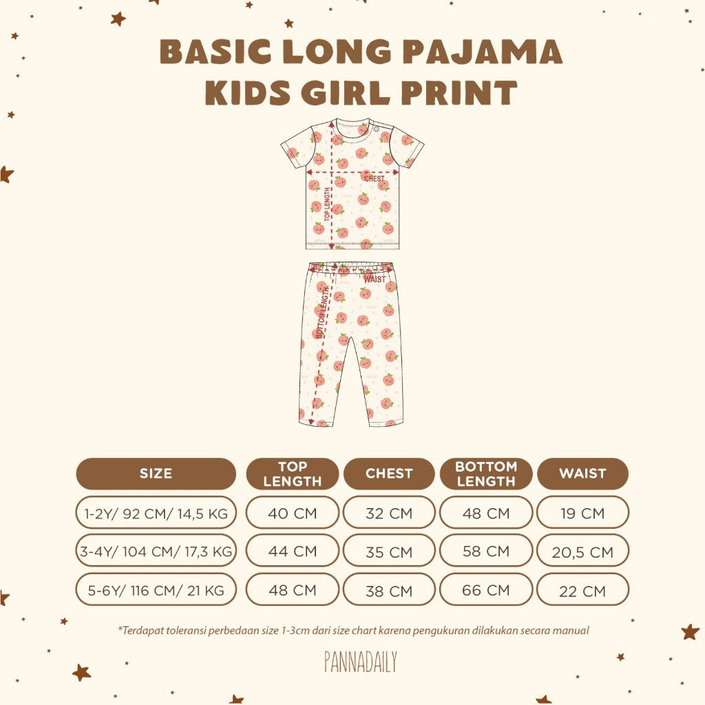 BOHOPANNA - PANNADAILY - BASIC LONG SET KIDS GIRL PRINT - BAJU TIDUR ANAK 5551