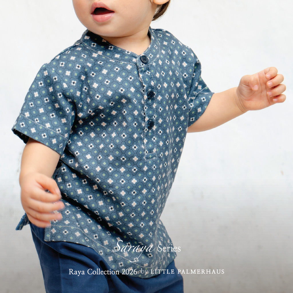 Little Palmerhaus - Baju Lebaran 2026 - Saraya Baby Koko Set + Peci (Setelan Baju Koko Bayi Usia 0-12 Bulan)