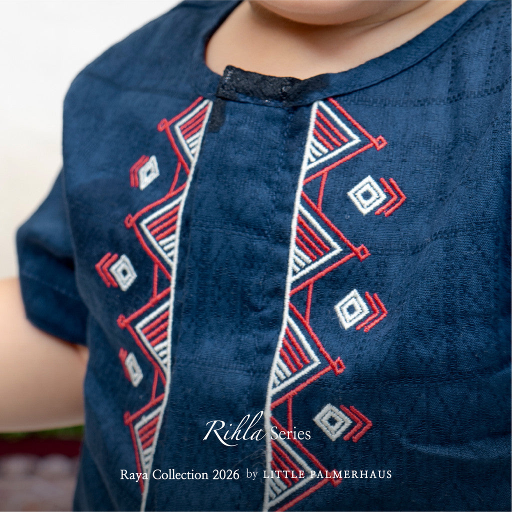 Little Palmerhaus - Baju Lebaran 2026 - Rihla Baby Boy Set + Peci (Setelan Baju Koko Bayi Laki-laki dan Peci)
