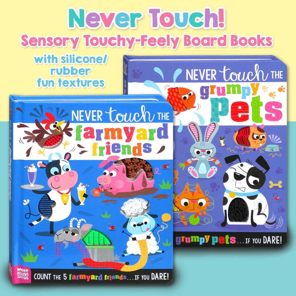 Buku Anak Never Touch Sensory touchy feely books with adorable silicon/rubber textures (HA)