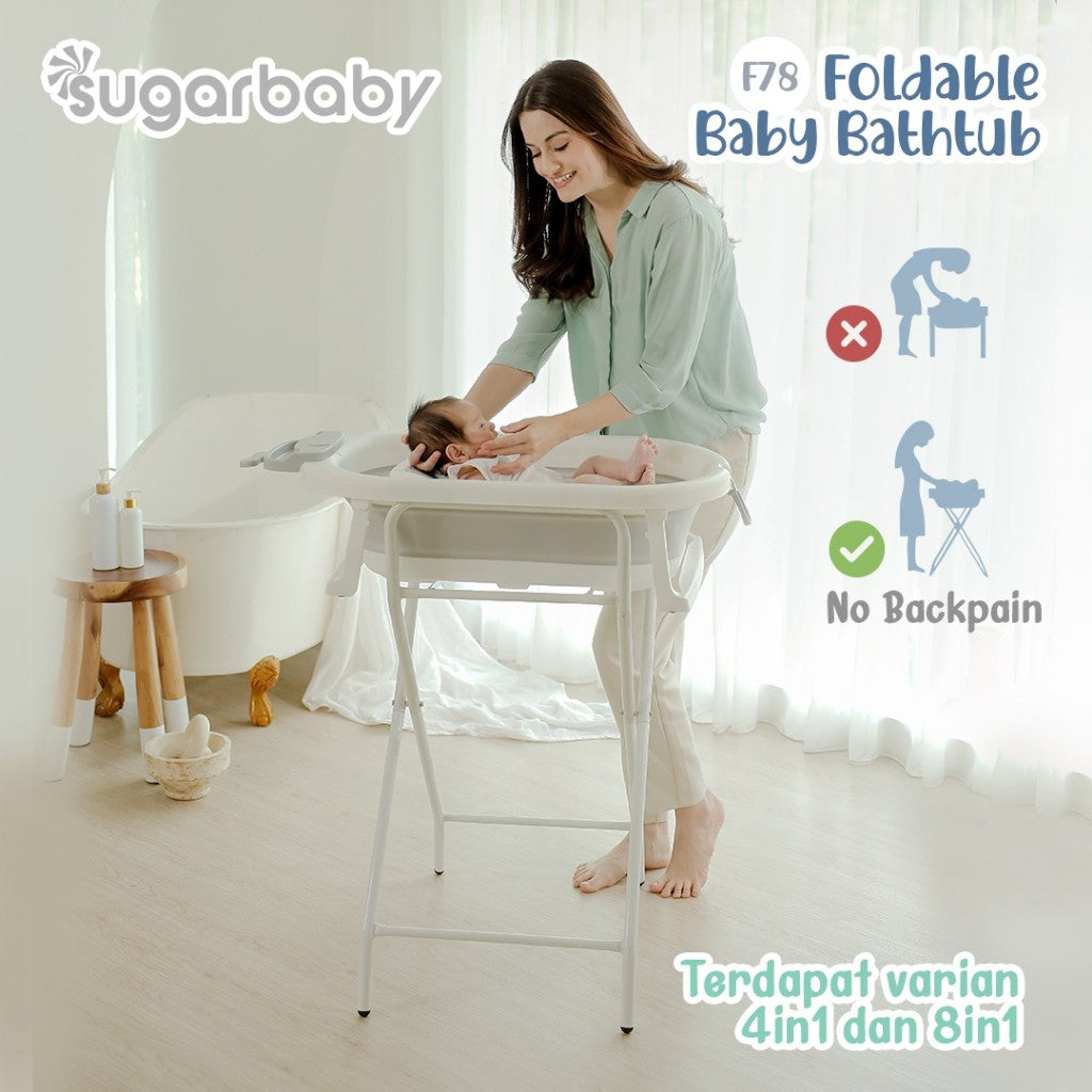 Sugar baby Foldable & standing Baby Bathtub with Digital Thermometer F78 8in1 / Sugar Baby Bathtub/Bak Mandi lipat Anak/Bak Mandi Bayi/Perlengkapan Mandi Anak