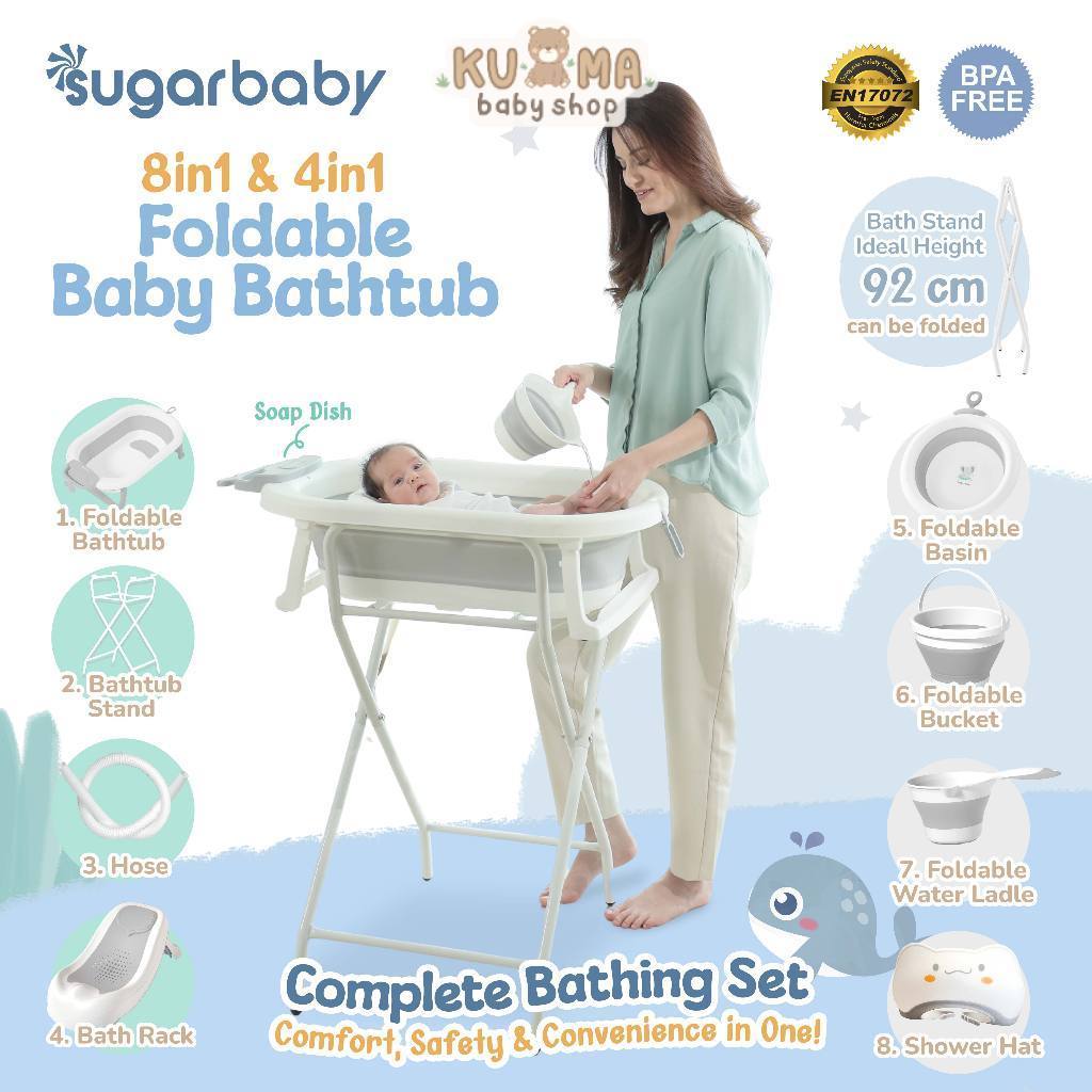 Sugar baby Foldable & standing Baby Bathtub with Digital Thermometer F78 8in1 / Sugar Baby Bathtub/Bak Mandi lipat Anak/Bak Mandi Bayi/Perlengkapan Mandi Anak