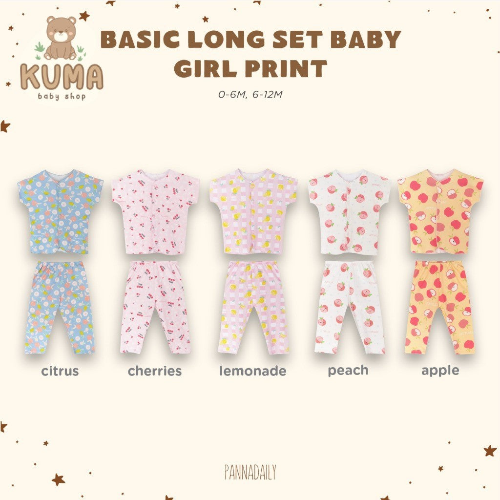 BOHOPANNA - PANNADAILY - BASIC LONG SET BABY GIRL PRINT - BAJU TIDUR ANAK 5551