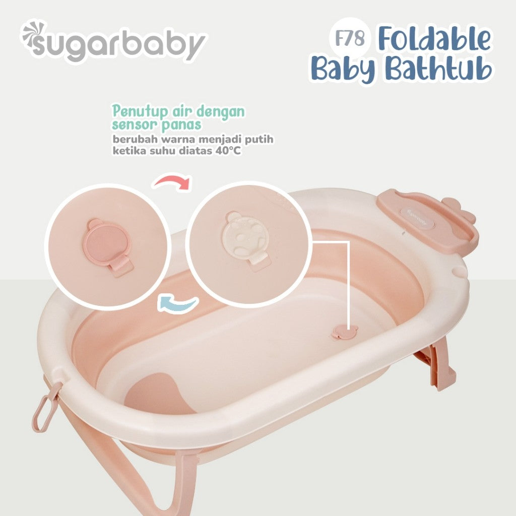 Sugar baby Foldable & standing Baby Bathtub with Digital Thermometer F78 8in1 / Sugar Baby Bathtub/Bak Mandi lipat Anak/Bak Mandi Bayi/Perlengkapan Mandi Anak