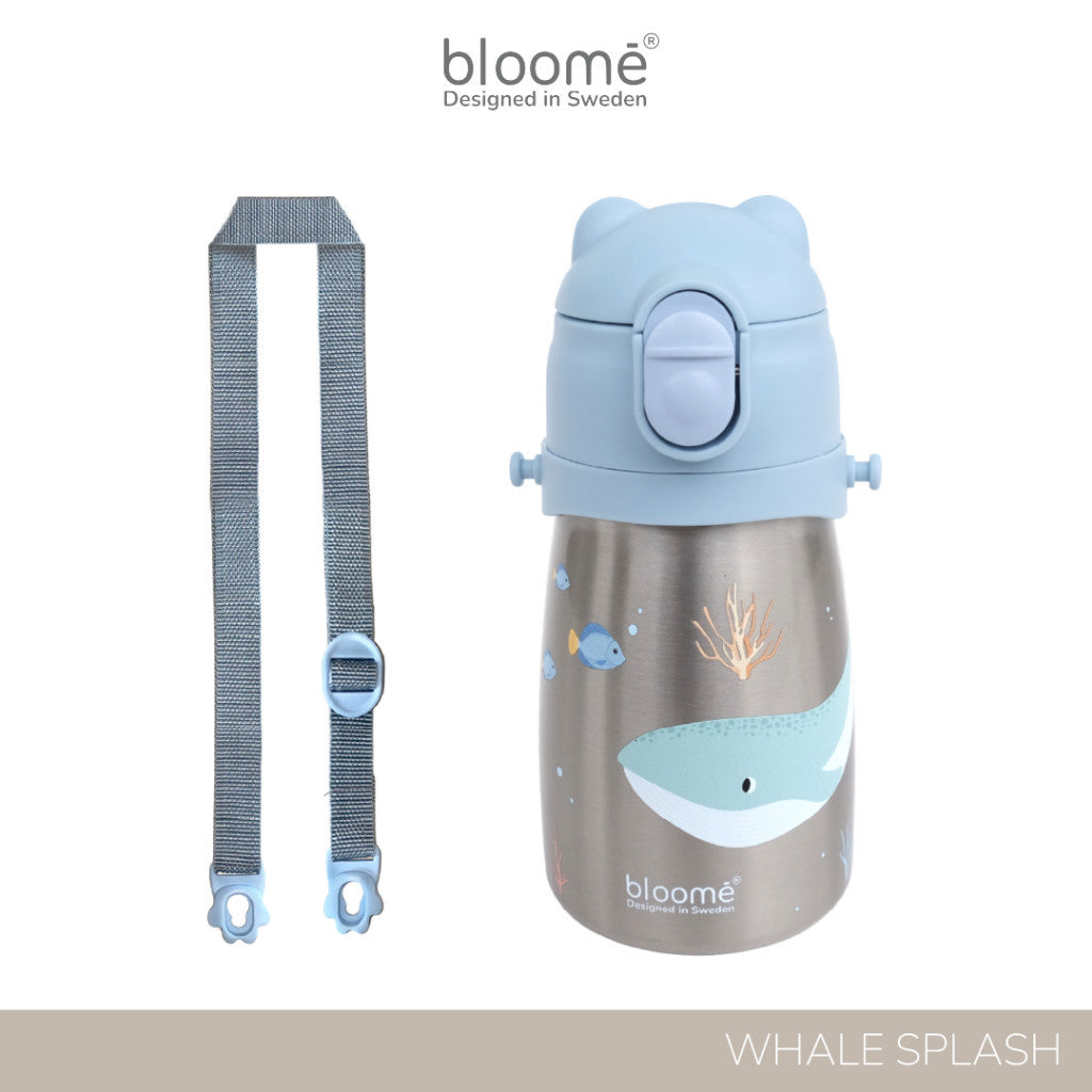 BLOOME - Stainless Training Straw Cup With Strap - Botol Minum Anak 300ml with Premium Stainless 316
