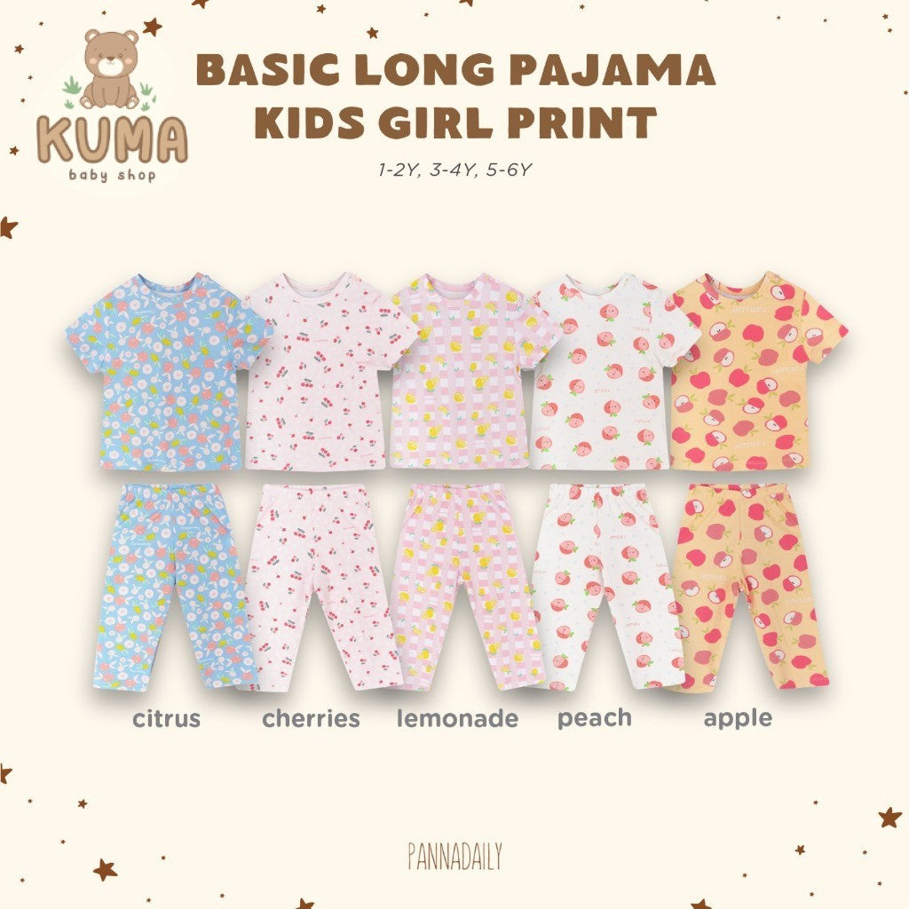 BOHOPANNA - PANNADAILY - BASIC LONG SET KIDS GIRL PRINT - BAJU TIDUR ANAK 5551
