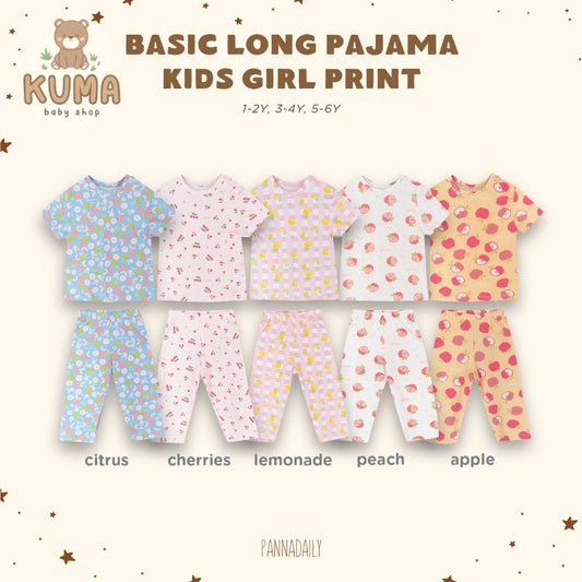 BOHOPANNA - PANNADAILY - BASIC LONG SET KIDS GIRL PRINT - BAJU TIDUR ANAK 5551