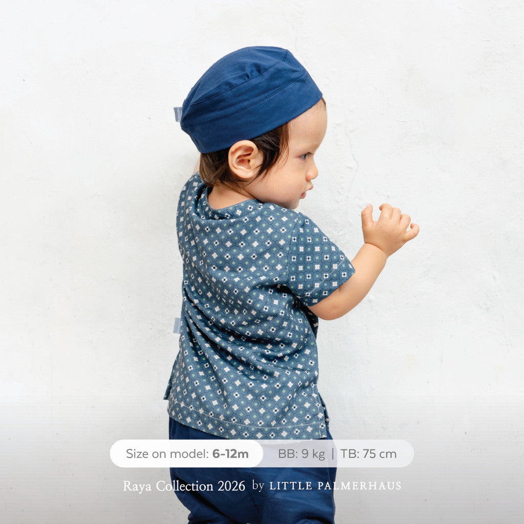 Little Palmerhaus - Baju Lebaran 2026 - Saraya Baby Koko Set + Peci (Setelan Baju Koko Bayi Usia 0-12 Bulan)