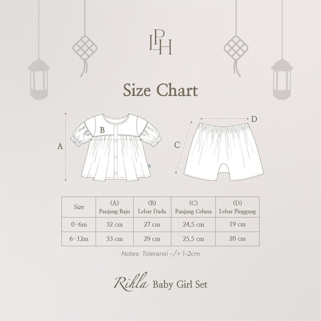 Little Palmerhaus - Baju Lebaran 2026 - Rihla Baby Girl Set (Gamis Bayi Perempuan (Headband dijual terpisah))