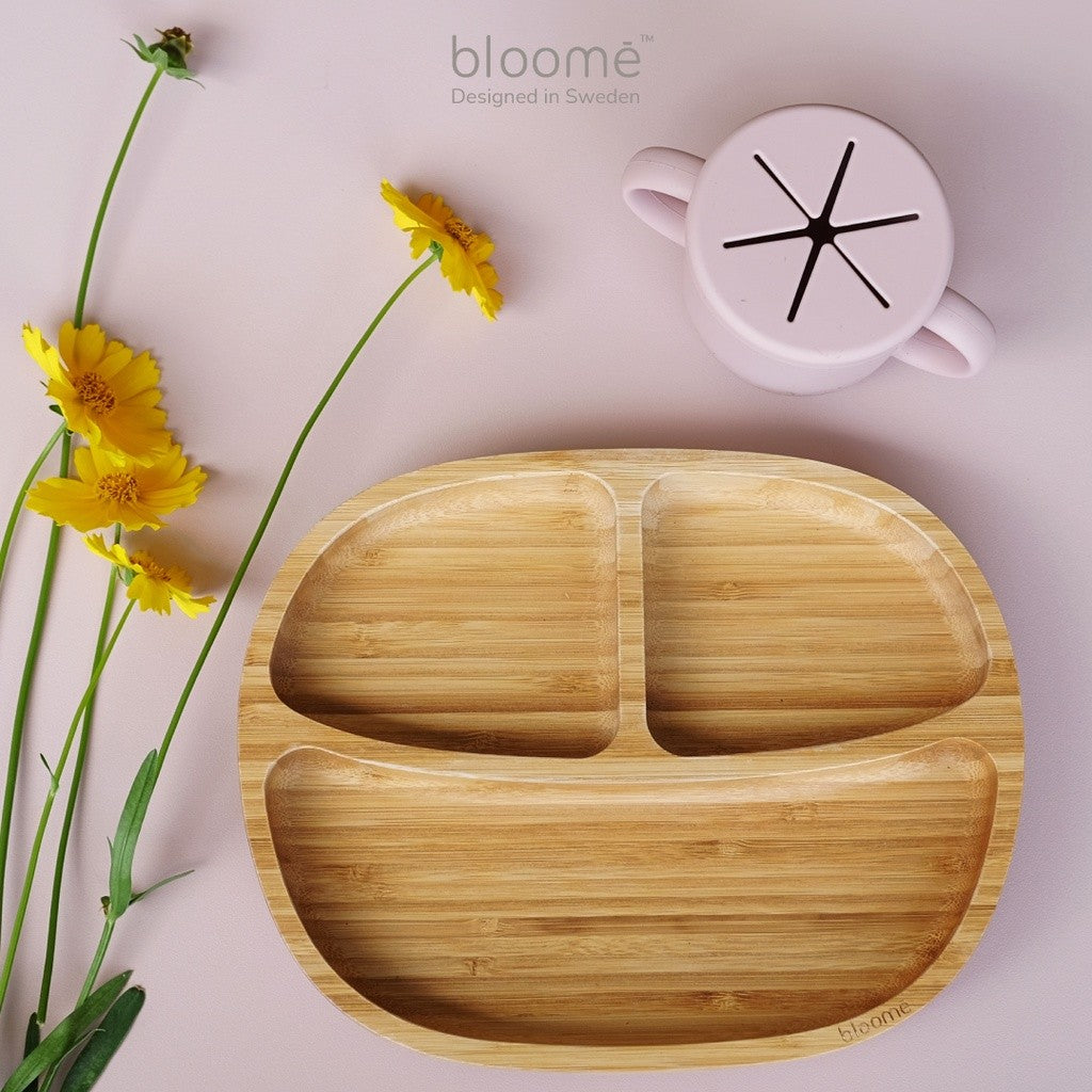 BLOOME – Classic Bamboo Suction Plate For Baby Toddler And Kids | Piring Makan Bambu Bayi Premium