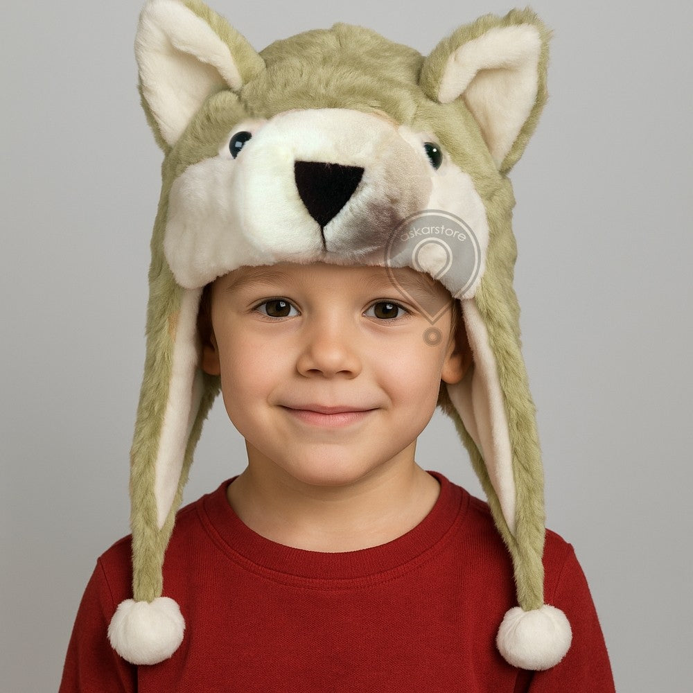 Kupluk Boneka Binatang Anak Lucu Usia 3–8 Tahun | Topi Karakter Kupbin Hewan Bulu Lembut Hangat