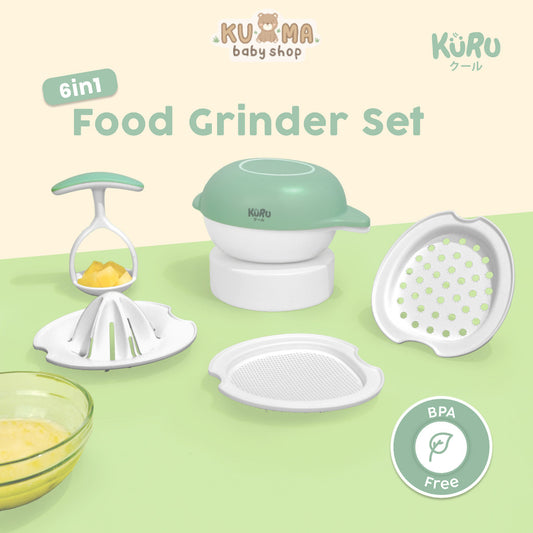 KURU 6in1 Food Grinder Set – Alat MPASI Bayi Serbaguna BPA Free | Penghalus, Parutan, Saringan, Smasher, Perasan Buah