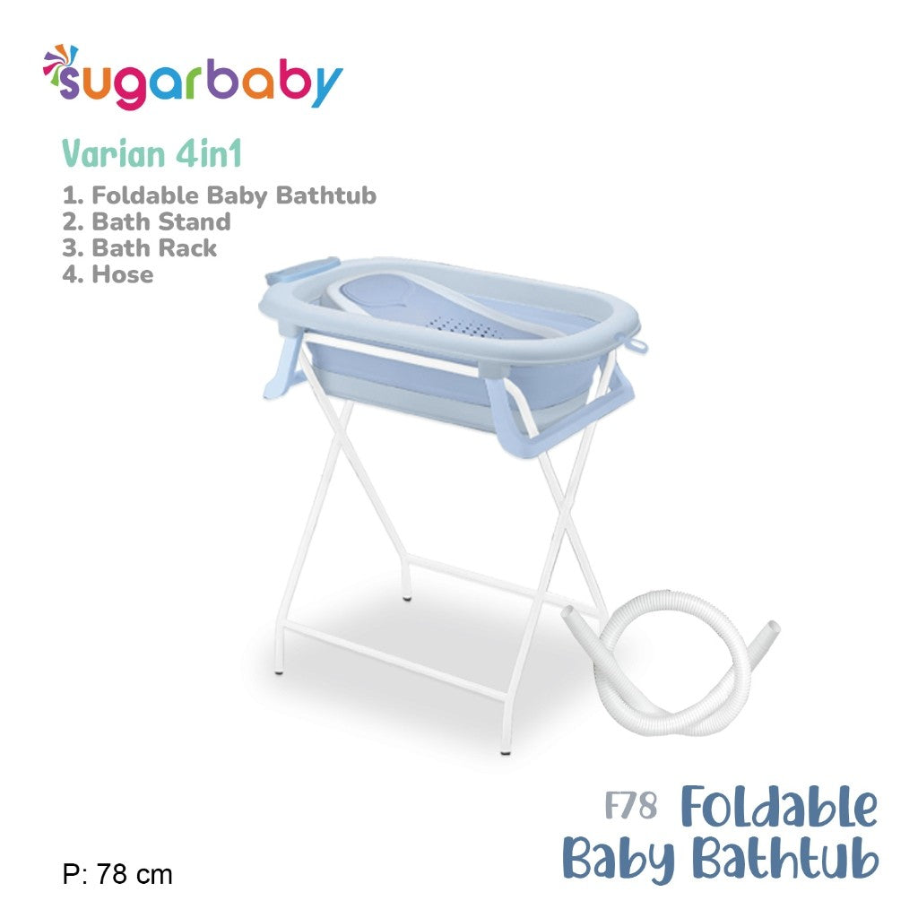 Sugar baby Foldable & standing Baby Bathtub with Digital Thermometer F78 8in1 / Sugar Baby Bathtub/Bak Mandi lipat Anak/Bak Mandi Bayi/Perlengkapan Mandi Anak